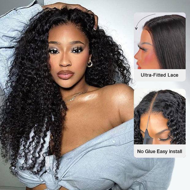 Virgin Brazilian Curly 13x4 HD Lace Ear-to-Ear Frontal Wig Invisible Knots Large & Small Cap Size 220% Density