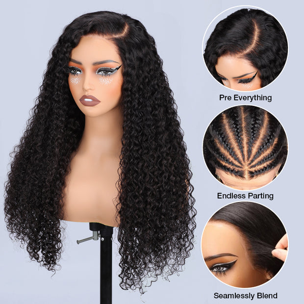 Glueless Curly Wig 13x6 Pre Cut Ear To Ear Lace Front Wigs With Pre Bleached & Pre Plucked Pre-All Wig