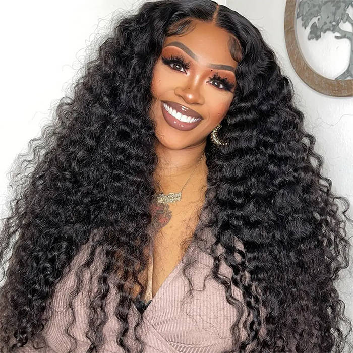 Put on go® Glueless Deep Wave 8x5 HD Lace Closure Wig Invisible Knots Large & Small Cap Size