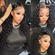 Deep Wave 5x5 HD Transparent Lace Closure Wigs Glueless Human Hair Wig With Bleached Knots