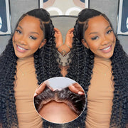 Deep Wave 5x5 HD Transparent Lace Closure Wigs Glueless Human Hair Wig With Bleached Knots