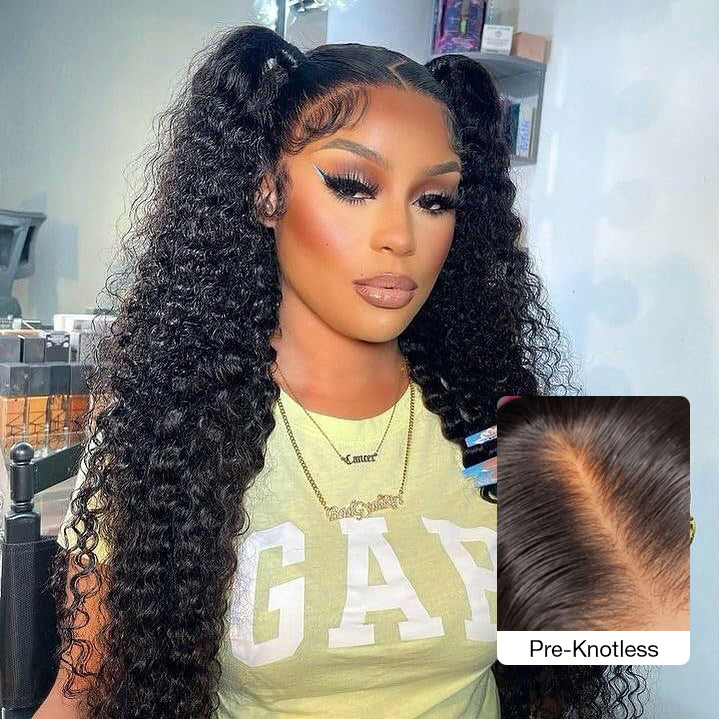 Deep Wave 13x4 HD Lace Front Human Hair Wigs Pre Bleached Knots Ship In 24H