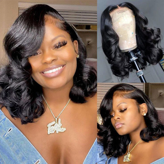 Short Bob Wig Loose Body Wave Pre Plucked HD Lace Human Hair Wig Beginner Friendly Glueless