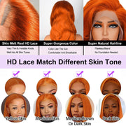 Orange Ginger 13X6 Full Lace Front Human Hair Wigs With Baby Hair Lace Wigs for Women