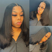 Layered Straight Glueless Wigs Human Hair Pre Cut 8x5 HD Lace Closure Wig 220% Density