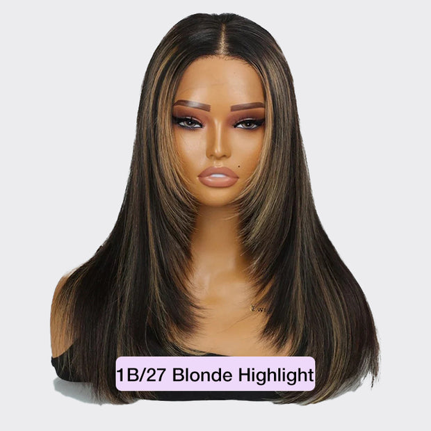 Trendy Layered Cut Straight Wig 13x6 Transparent HD Lace Frontal Wig