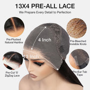 Virgin Brazilian Curly 13x4 HD Lace Ear-to-Ear Frontal Wig Invisible Knots Large & Small Cap Size 220% Density