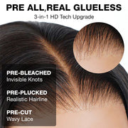 [2Wigs 220%] Water Wave & Body Wave Pre-Cut & Pre-Pluck & Pre-Bleached Put on and Go Wig