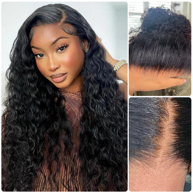 [2Wigs 28inch]  Left C Part Water Wave & Silky Straight 3S Quick Install Ready to Go Wigs