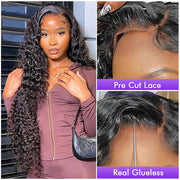 [2Wigs 28inch]  Left C Part Water Wave & Silky Straight 3S Quick Install Ready to Go Wigs