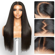 [2Wigs 28inch] Sliky Straight & Water Wave Super Secure Put On & Go Bleached Knots Glueless Wig