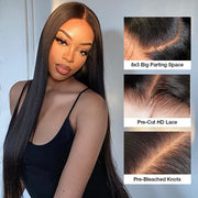 [2Wigs 28inch] Body Wave & Silky Straight Glueless Put On & Go Bleached Knots Lace Wig