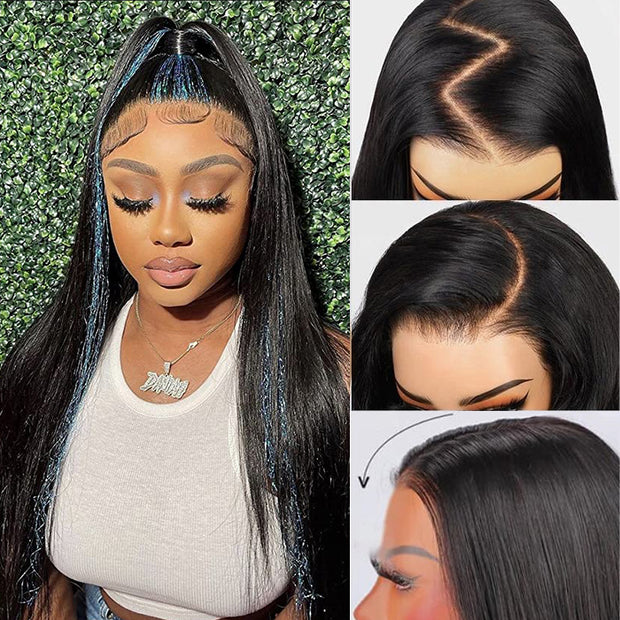 [2Wigs 28inch] Body Wave & Silky Straight Glueless Put On & Go Bleached Knots Lace Wig