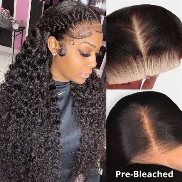 [2Wigs 28inch] Sliky Straight & Water Wave Super Secure Put On & Go Bleached Knots Glueless Wig