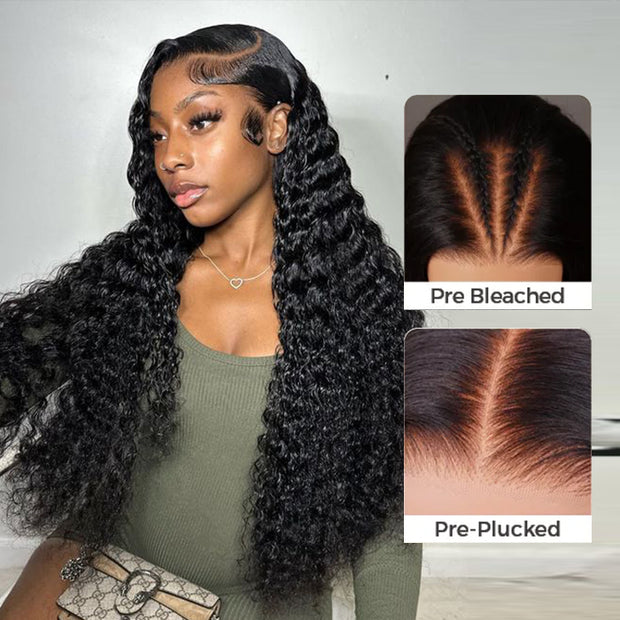 [2Wigs 28inch]  Left C Part Deep Wave & Body Wave Pre Everything Ready to Go Glueless Wigs