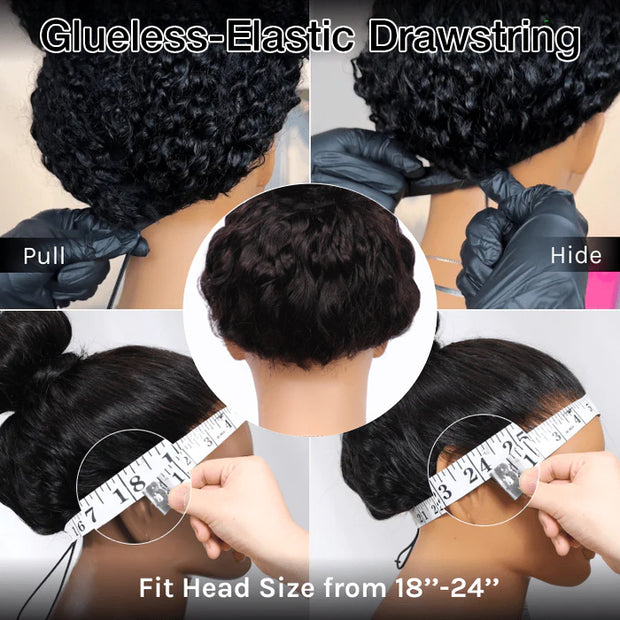 180% Density Curly Pre Everything Invisi Drawstring Wig 13x6 HD Lace Frontal C Part Glueless Wig