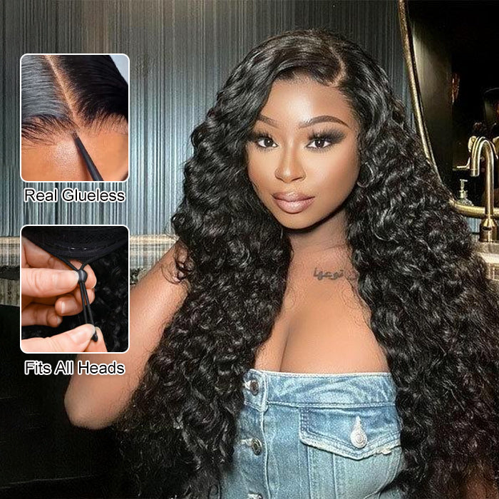 Deep Wave Glueless 13x6 Ear-to-ear Full Frontal HD Lace C Part Wig 100% Human Hair Pre Everything Wig