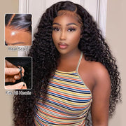 180% Density Curly Pre Everything Invisi Drawstring Wig 13x6 HD Lace Frontal C Part Glueless Wig