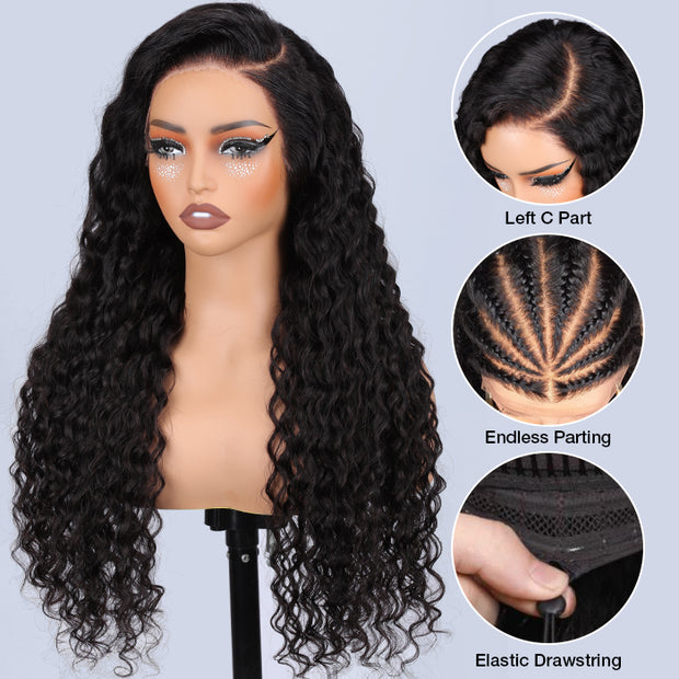 Deep Wave Glueless 13x6 Ear-to-ear Full Frontal HD Lace C Part Wig 100% Human Hair Pre Everything Wig