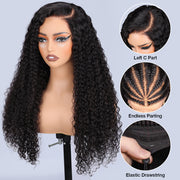 180% Density Curly Pre Everything Invisi Drawstring Wig 13x6 HD Lace Frontal C Part Glueless Wig