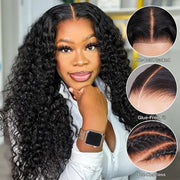 Pre-Cut HD Lace 8x5 Pre Bleached Curly Human Hair Wigs Put on and Go Glueless Wig Super Secure