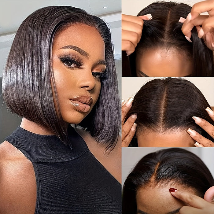2Wigs = $99 | Put On And Go Glueless 8x5 Pre Cut HD Lace Straight Bob Wigs With Pre Bleached
