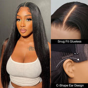 Glueless Straight Wig 8x5 Closure HD Lace 100% Human Hair Wigs With Invisible Bleached Small Knots