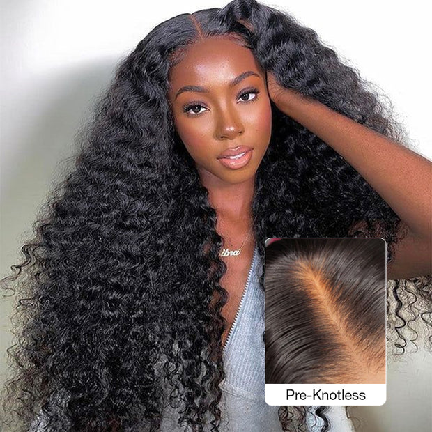 Deep Wave 8x5 Pre-Cut  HD Lace Glueless Wig Pre Bleached Pre Plucked Easy & Quick