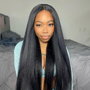 Pre Everything 8x5 Kinky Straight HD Glueless Lace Closure Ready Go Wigs Pre Cut With Bleached Knots