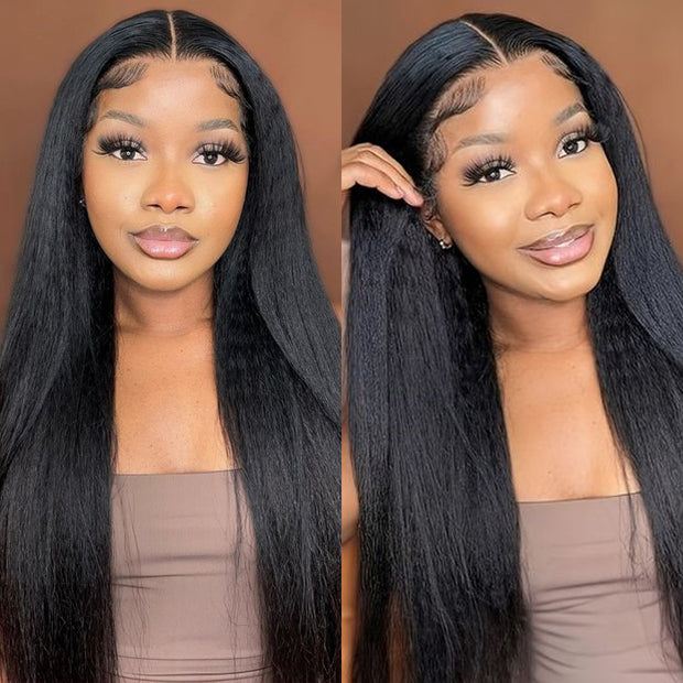 [2Wigs 26inch] Kinky Straight & Deep Wave 3S Quick Intall Pre Everything Ready To Go Glueless Wig