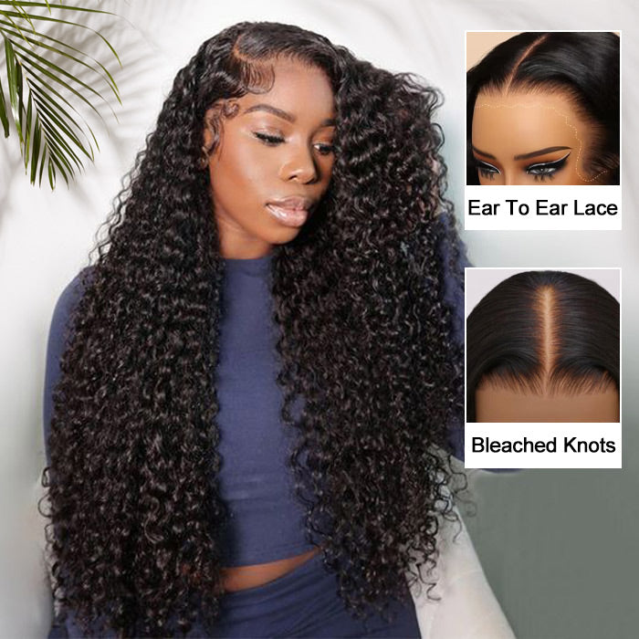 Glueless Curly Wig 13x6 Pre Cut Ear To Ear Lace Front Wigs With Pre Bleached & Pre Plucked Pre-All Wig