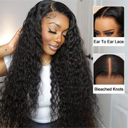 13x6 Full Lace Frontal Water Wave Wig Pre Bleached Glueless Lace Human Hair Wigs Super Secure