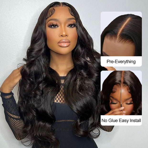 Glueless Wig 8x5 Closure HD Lace Long Body Wave Wig Pre Cut & Plucked & Bleached Ready to Go