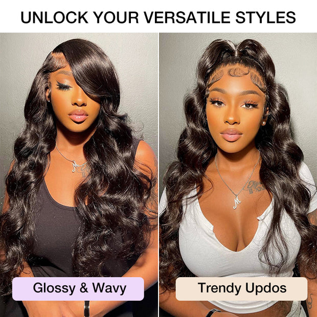 Glueless Wig 8x5 Closure HD Lace Long Body Wave Wig Pre Cut & Plucked & Bleached Ready to Go