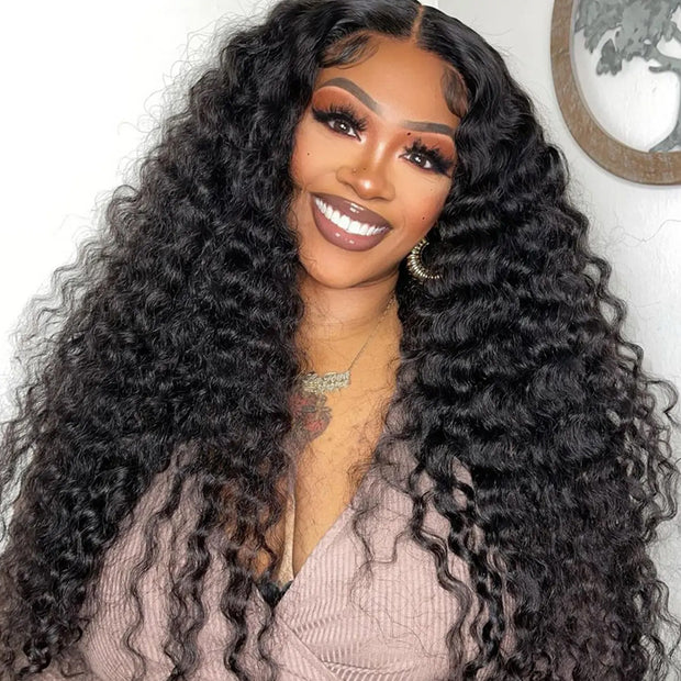 C-Shape Ear Design Deep Wave Glueless 8x5 HD Lace Wig Pre-Cut Closure Wig Wear Go Invisible Knots