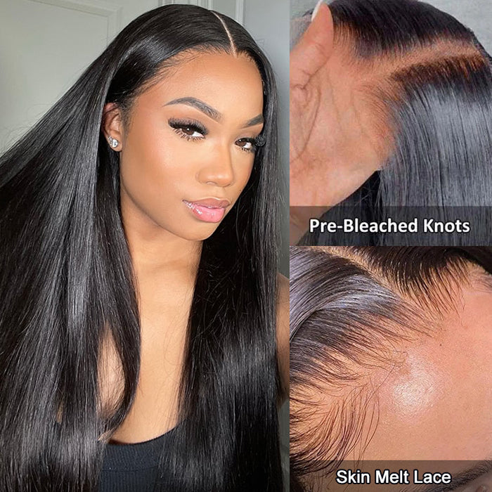 8x5 HD Lace Straight Glueless Wig Pre Bleached Knots Ship In 24H