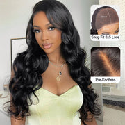 Beginner Friendly Glueless Body Wave 8x5 Ready Go Wig Pre Bleached Small Knots HD Lace Wig