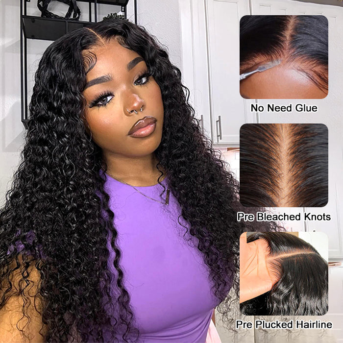 Put on go® Glueless Deep Wave 8x5 HD Lace Closure Wig Invisible Knots Large & Small Cap Size