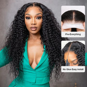 Put on go® Glueless Deep Wave 8x5 HD Lace Closure Wig Invisible Knots Large & Small Cap Size