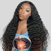 Put on go® Glueless Deep Wave 8x5 HD Lace Closure Wig Invisible Knots Large & Small Cap Size