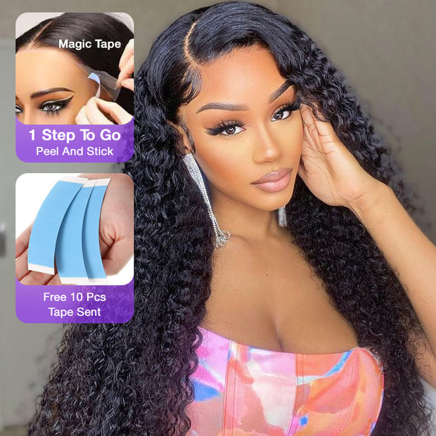 Virgin Brazilian Curly 13x4 HD Lace Ear-to-Ear Frontal Wig Invisible Knots Large & Small Cap Size 220% Density