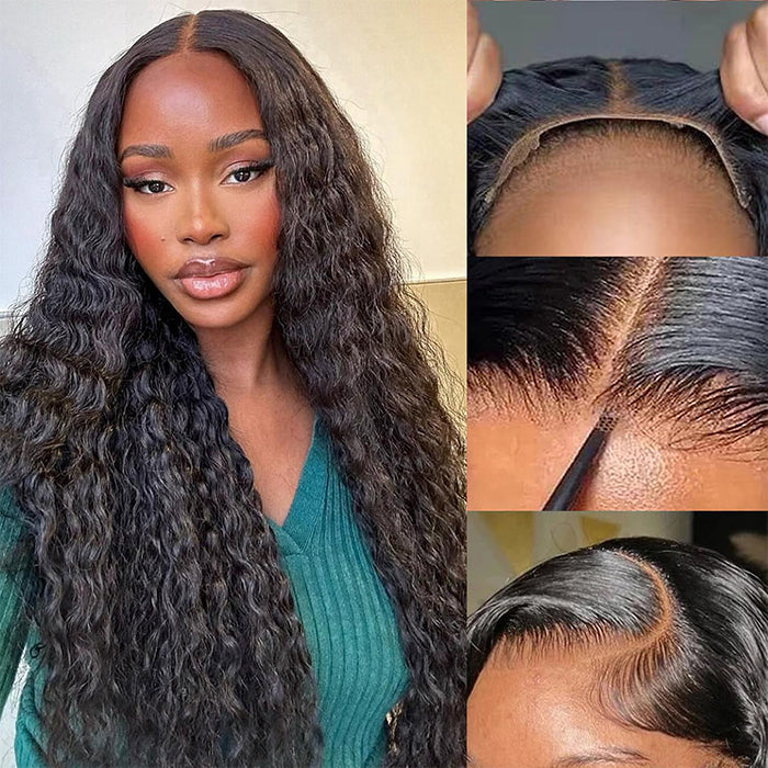 Deep Wave 4x4 HD Lace Closure Wig Pre Cut & Plucked & Bleached Put on go® Glueless Wig Beginner Friendly