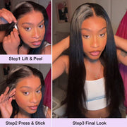 13x6 Pre-All Glueless Frontal Wigs Pre Cut & Pre-Bleached Put on and Go Glueless Straight Wig