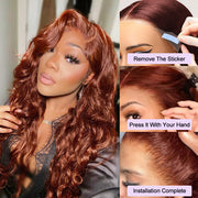 Reddish Brown Body Wave 13×4 Pre Cut HD Lace Front Human Hair Wigs 150% 180% 220% Density