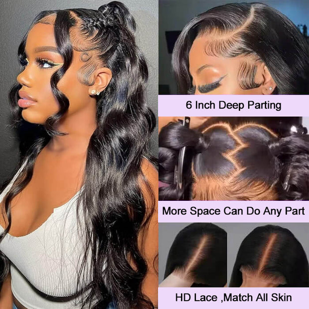 Pre-Curled Body Wave Full 13x4 13x6 Pre-Cut HD Lace Frontal Glueless Wig with Invisible Small Knots