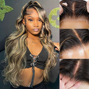 Highlight 13x6 Full Transparent Lace Front Wigs Body Wave Glueless Real to Wear Wig