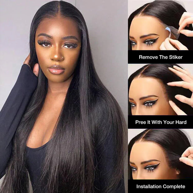 Ear To Ear 13x4 HD Lace Front Straight Wig Pre Cut & Plucked & Bleached Real Glueless Wig