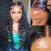 Glueless Wig Human Hair HD Lace Closure Wigs Pre Bleached Water Wave Wig 8x5 Big Parting Space