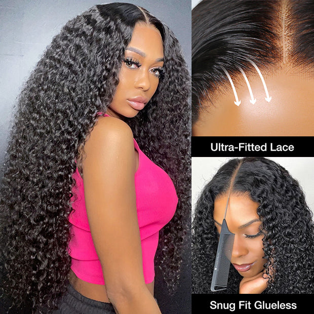 Pre-Knotless Glueless Curly Wig Versatile Pre Cut 8x5 Closure HD Lace Human Hair Wigs Put on go®