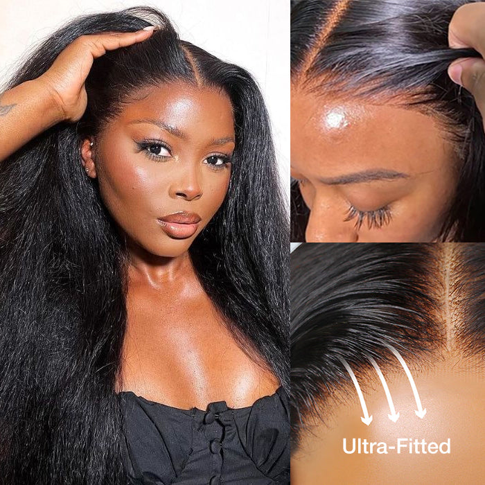 kinky straight 5x5 pre cut lace closure wig